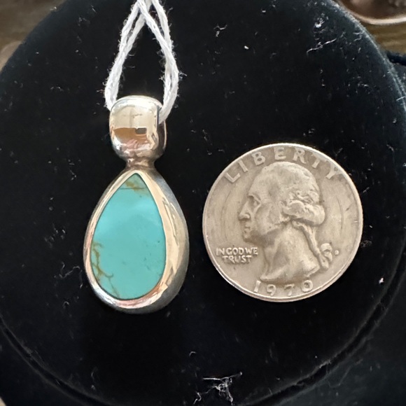 Turquoise Teardrop Silver Pendant - Picture 3 of 4